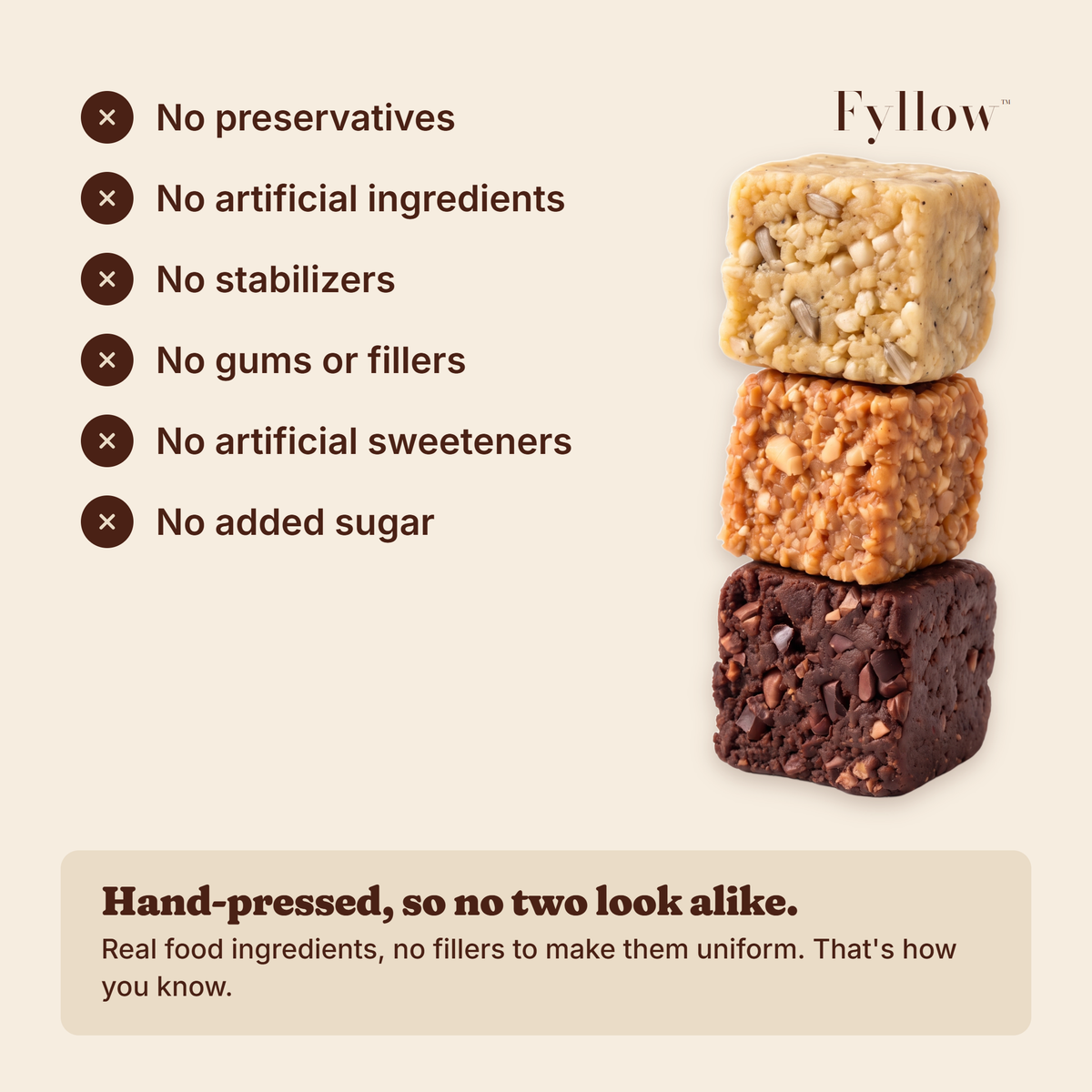 Fyllow Fiber Bites: no preservatives, no fillers, no added sugar.